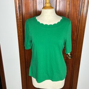 Talbots ladies size L petite Kelly green top